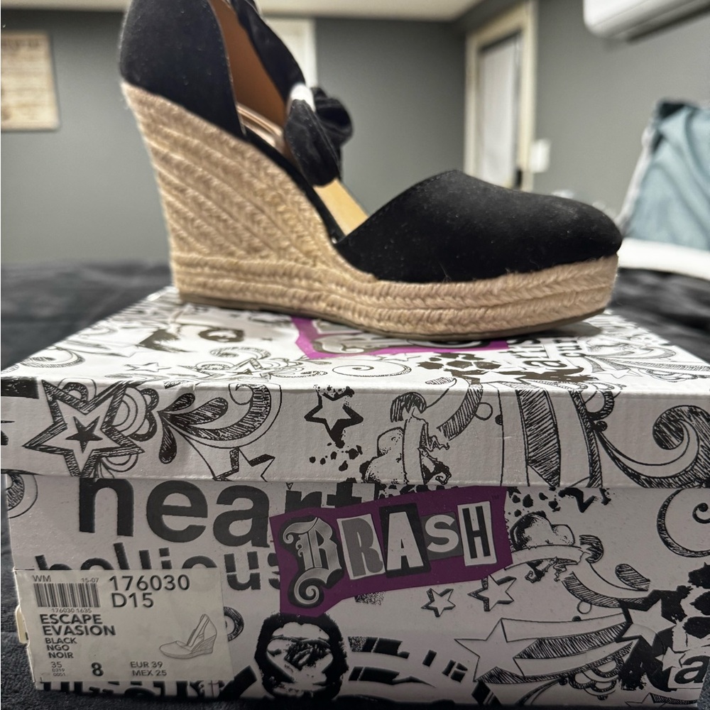 Brash Black Wedge Espadrilles